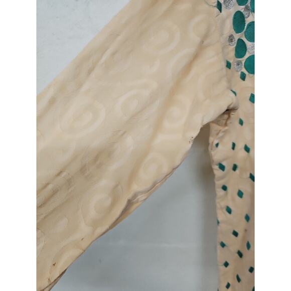 Vintage Cultural Kurta Sheath Floral Pink Green Sheath Indian Dress Sz Small - Picture 6 of 10